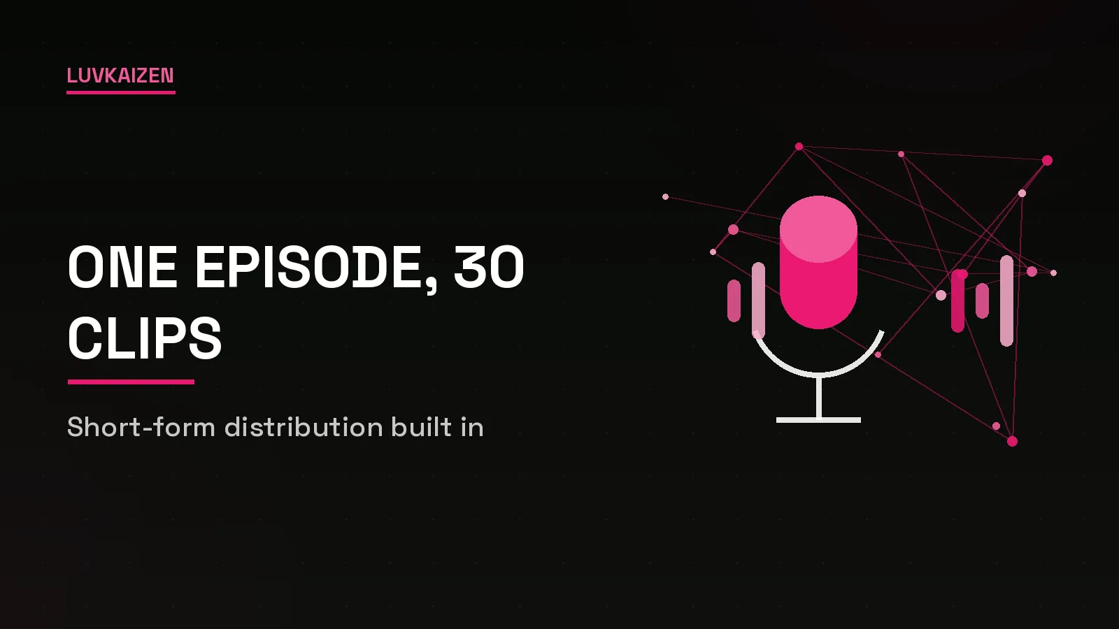 Podcast episode clipped into short-form content for social distribution